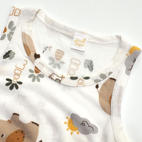 薄棉家居服-可愛大象 薄棉家居服,嬰兒背心短褲套裝,大象家居服,台灣製童裝,純棉嬰兒服,透氣居家服,環保印染