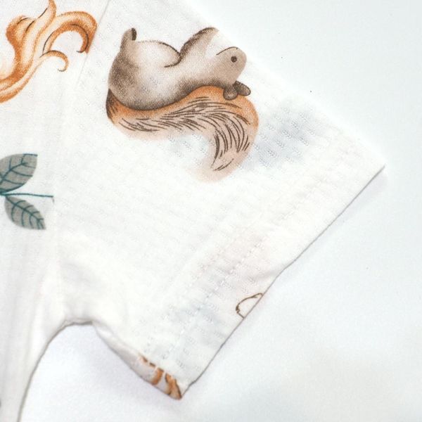 竹節棉短袖連身衣-奇幻動物 竹節棉連身衣,嬰兒短袖包屁衣,100%純棉,MIT童裝,奇幻動物,短袖連身衣,環保印染,寶寶衣服,夏日童裝,台灣製童裝