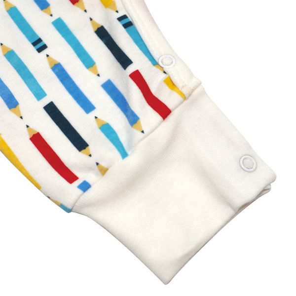 純棉排扣式長袖連身衣-彩色鉛筆 秋冬寶寶衣,寶寶保暖衣,嬰兒長袖連身衣,有機棉寶寶衣,新生兒厚棉服,嬰兒外出服,秋冬嬰兒服飾,台灣製嬰兒衣,保暖和尚服