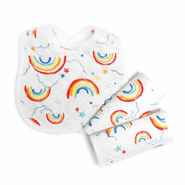 【只送不賣】有機棉揹帶口水巾３件組，孕婦褲下單滿３件立即送限量好禮(隨機贈) 