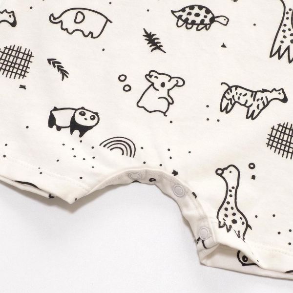 薄棉短袖連身衣-塗鴉動物 薄棉短袖連身衣,紅蘿蔔小兔,100%純棉,台灣製童裝,環保印染,嬰兒棉質衣物,透氣連身衣,寶寶夏日服飾