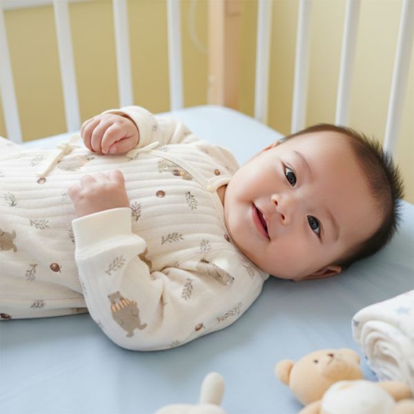 新生兒有機棉鋪棉和尚服-綠葉熊 有機棉包屁衣, 嬰兒和尚服, 台灣製童裝推薦, 綠葉熊嬰兒服, 新生兒內衣, 寶寶鋪棉連身衣, 100%有機棉, 嬰幼兒抗敏服飾, 彌月禮盒建議, 嬰兒開襟連身裝, 柔軟純棉童裝, 台灣原創童裝品牌, 寶寶秋冬保暖衣物, 側開式嬰兒服