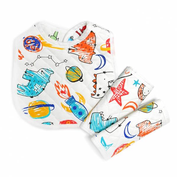 【只送不賣】有機棉揹帶口水巾３件組，孕婦褲下單滿３件立即送限量好禮(隨機贈) 