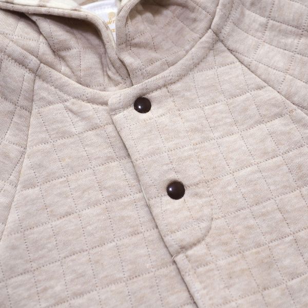 有機棉鋪棉連帽斗篷-原色 秋冬寶寶衣,寶寶保暖衣,嬰兒長袖連身衣,有機棉寶寶衣,新生兒厚棉服,嬰兒外出服,秋冬嬰兒服飾,台灣製嬰兒衣,保暖和尚服