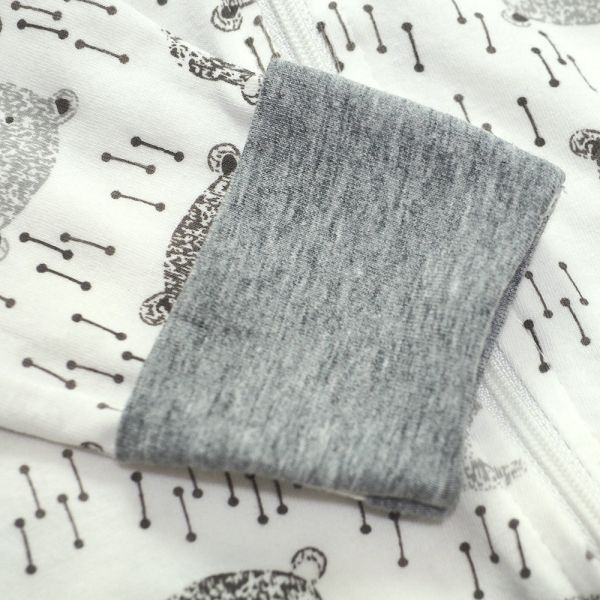 有機棉雙拉鍊長袖連身衣-大頭熊 秋冬寶寶衣,寶寶保暖衣,嬰兒長袖連身衣,有機棉寶寶衣,新生兒厚棉服,嬰兒外出服,秋冬嬰兒服飾,台灣製嬰兒衣,保暖和尚服