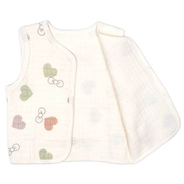 有機棉鋪棉背心-愛心蝴蝶結 嬰兒背心,有機棉,天然有機棉,加棉背心,透氣,保暖,包屁衣,台灣製寶寶衣,有機棉,加厚背心