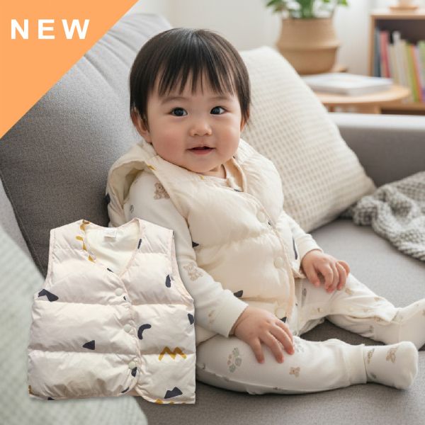 羽絨背心-幾何線條 嬰兒背心,加棉背心,透氣,保暖,包屁衣,台灣製寶寶衣,有機棉,加厚背心