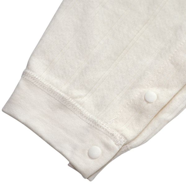 有機棉緹花連身衣-米白小熊 有機棉,秋冬寶寶衣,寶寶睡衣,一件式,嬰兒睡衣,台灣製造敏感肌衣服,透氣衣物,天然有機棉