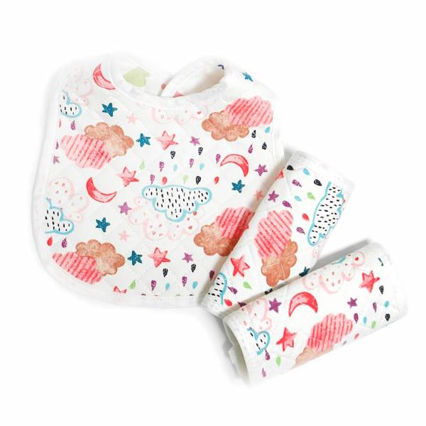 【只送不賣】有機棉揹帶口水巾３件組，孕婦褲下單滿３件立即送限量好禮(隨機贈) 