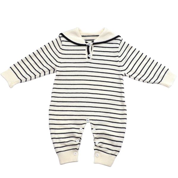 海軍風條紋針織連身衣 寶寶連身衣,嬰兒針織衫,海軍風童裝,水手領,包屁衣,哈衣,秋冬童裝,彌月禮物,棉質連身衣,條紋哈衣