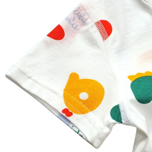 竹纖維短袖連身衣-彩色字母 竹纖維連身衣,嬰兒短袖連身衣,台灣製童裝,竹纖維童裝,包屁衣推薦,親膚嬰兒服,吸濕排汗童裝,環保印染,夏季連身衣,花朵小熊