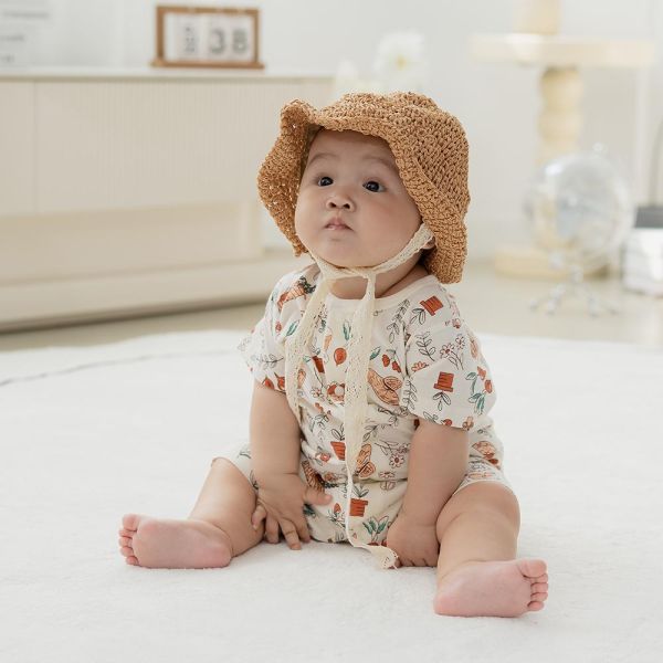 薄棉短袖連身衣-紅蘿蔔小兔 薄棉短袖連身衣,紅蘿蔔小兔,100%純棉,台灣製童裝,環保印染,嬰兒棉質衣物,透氣連身衣,寶寶夏日服飾