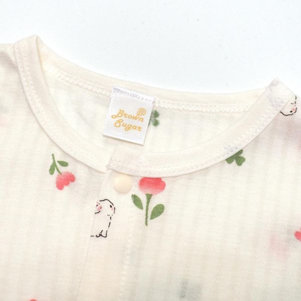 薄棉短袖連身衣-兔兔小花 薄棉連身衣,嬰兒包屁衣,100%純棉,MIT童裝,兔兔小花,短袖連身衣,環保印染,寶寶衣服,夏日童裝,台灣製童裝