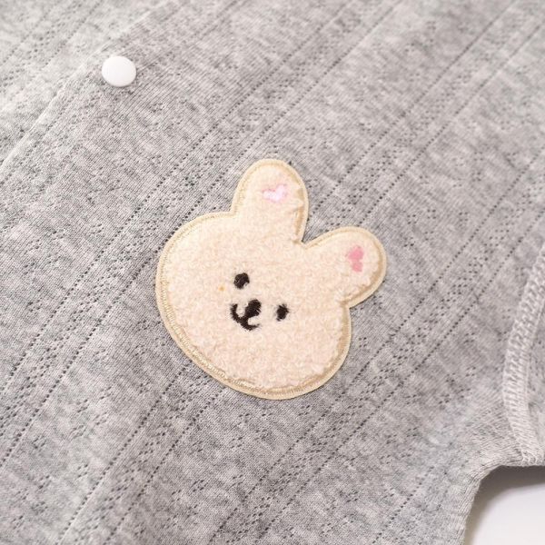有機棉短袖連身衣-可愛小兔(灰) 有機棉短袖連身衣,可愛小兔,100%有機棉,台灣製童裝,環保印染,嬰兒親膚衣物,包屁衣,寶寶外出服