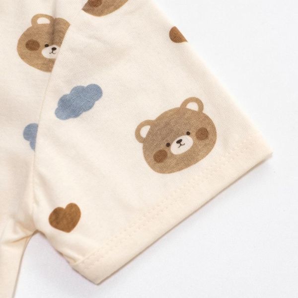 有機棉短袖連身衣-愛心熊熊 有機棉短袖連身衣,愛心熊熊,100%有機棉,台灣製童裝,環保印染,嬰兒親膚衣物,包屁衣,寶寶夏日服飾