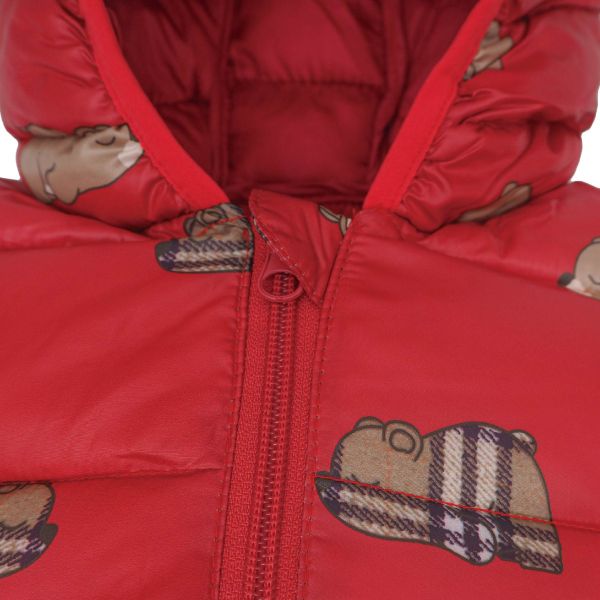 嬰兒羽絨外套-格紋泰迪熊 嬰幼兒羽絨連身衣,嬰幼兒羽絨外套,羽絨外套,保暖外套,連身外套