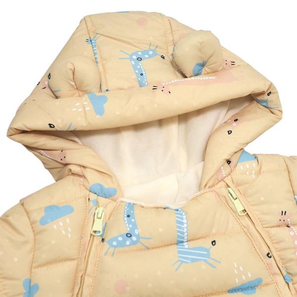 嬰兒羽絨棉連身衣-長頸鹿 嬰兒連身衣,保暖連身衣,嬰兒羽絨棉,長頸鹿童裝,冬季嬰兒服飾,無毒童裝,防風包屁衣,連帽連身衣,寶寶冬裝