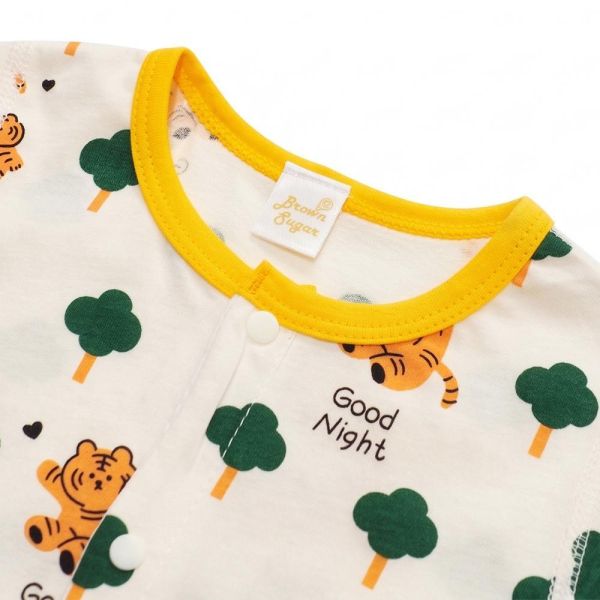 薄棉短袖連身衣-森林小虎 薄棉短袖連身衣,森林小虎,100%純棉,台灣製童裝,環保印染,嬰兒夏日服裝,包屁衣,寶寶外出服