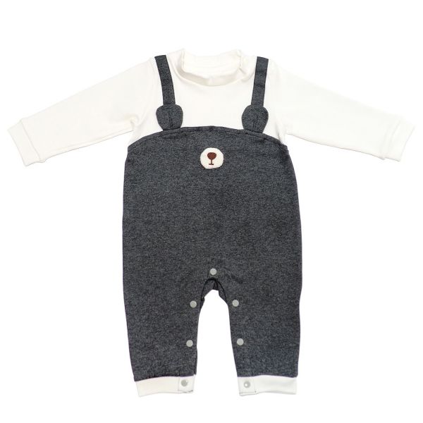 純棉連身衣-可愛小熊 假兩件連身衣,寶寶吊帶褲,小熊童裝,純棉哈衣,男寶外出服,嬰兒紳士服,長袖爬服,造型連身衣,抓周服裝,滿月禮