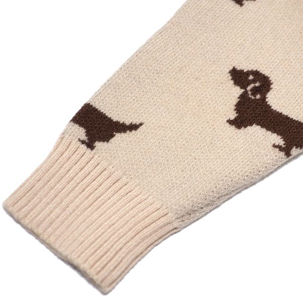 臘腸狗針織連身衣 針織連身衣,臘腸狗童裝,寶寶哈衣,嬰兒爬服,棉質混紡,秋冬童裝,長袖包屁衣,可愛動物圖案,保暖連身衣