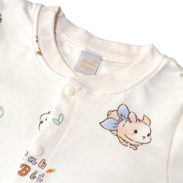 有機棉排扣式長袖連身衣-圍巾小兔 有機棉連身衣,GOTS有機棉,台灣製嬰兒服,低敏童裝,新生兒有機棉,無毒嬰幼兒服飾,有機棉兔裝,嬰兒有機棉衣物