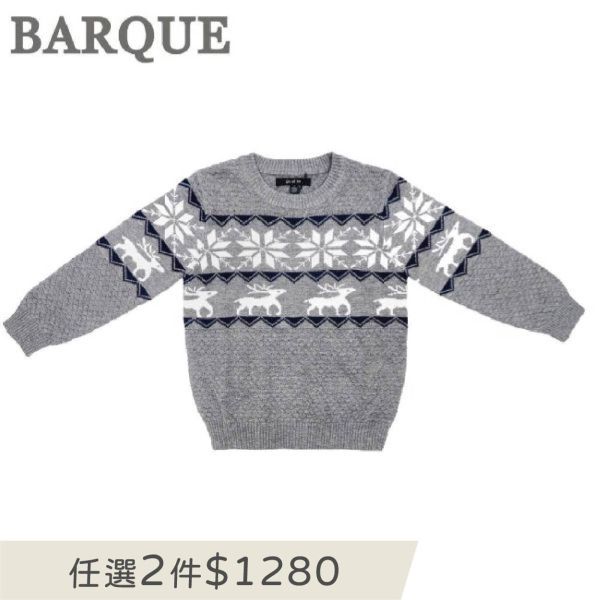 Fair Isle Sweater - Gray BARQUE,針織衫,嬰兒針織,幼兒針織,針織衣,毛衣,保暖上衣