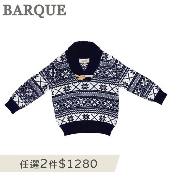 Navy Blue White Sweater BARQUE,針織衫,嬰兒針織,幼兒針織,針織衣,毛衣,保暖上衣