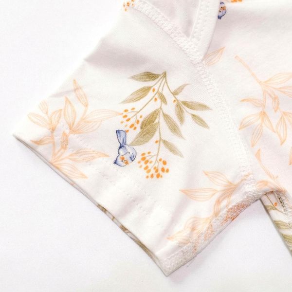 薄棉短袖包屁衣-蘑菇青鳥 包屁衣,純棉包屁衣,蘑菇青鳥包屁衣,台灣製童裝,環保印染,嬰兒棉質衣物,透氣嬰兒服