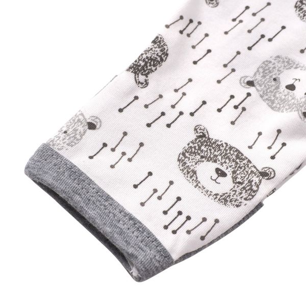 有機棉雙拉鍊長袖連身衣-大頭熊 秋冬寶寶衣,寶寶保暖衣,嬰兒長袖連身衣,有機棉寶寶衣,新生兒厚棉服,嬰兒外出服,秋冬嬰兒服飾,台灣製嬰兒衣,保暖和尚服