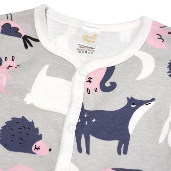 純棉排扣式長袖連身衣-愛心貓頭鷹 秋冬寶寶衣,寶寶保暖衣,嬰兒長袖連身衣,有機棉寶寶衣,新生兒厚棉服,嬰兒外出服,秋冬嬰兒服飾,台灣製嬰兒衣,保暖和尚服