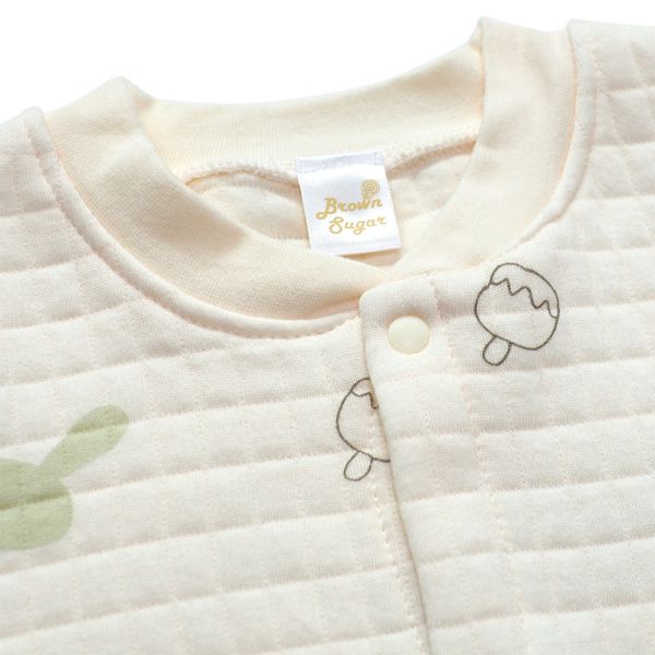 有機棉鋪棉連身衣-冰棒兔兔 秋冬寶寶衣,寶寶保暖衣,嬰兒長袖連身衣,有機棉寶寶衣,新生兒厚棉服,嬰兒外出服,秋冬嬰兒服飾,台灣製嬰兒衣,保暖和尚服