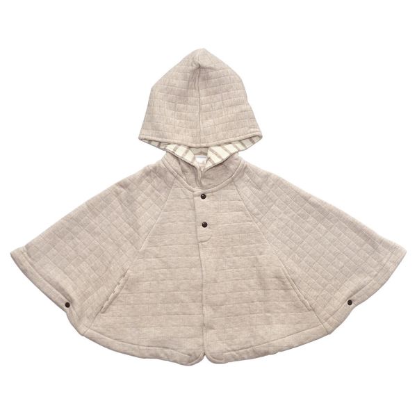 有機棉鋪棉連帽斗篷-原色 秋冬寶寶衣,寶寶保暖衣,嬰兒長袖連身衣,有機棉寶寶衣,新生兒厚棉服,嬰兒外出服,秋冬嬰兒服飾,台灣製嬰兒衣,保暖和尚服