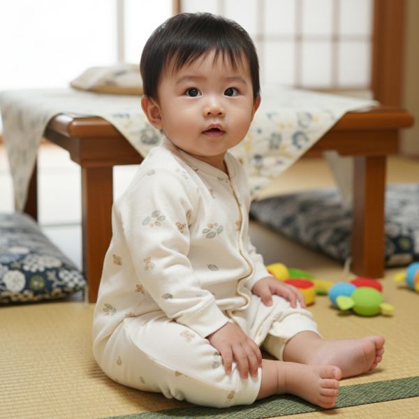 有機棉排扣式長袖連身衣-綠葉小熊 有機棉,秋冬寶寶衣,寶寶睡衣,一件式,嬰兒睡衣,台灣製造敏感肌衣服,透氣衣物,天然有機棉