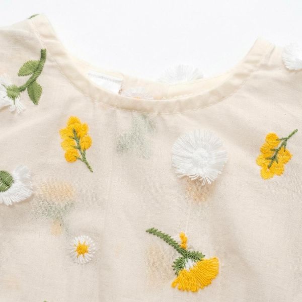 純棉包屁衣-刺繡花朵 刺繡包屁衣,花朵包屁衣,女寶寶包屁衣,台灣製童裝,純棉包屁衣,環保印染,嬰兒公主服