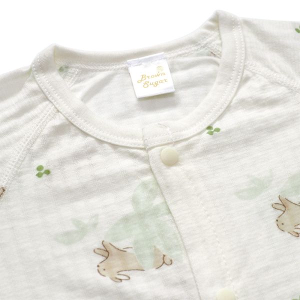 有機棉排扣式長袖連身衣(薄款)-花園兔兔 秋冬寶寶衣,寶寶保暖衣,嬰兒長袖連身衣,有機棉寶寶衣,新生兒厚棉服,嬰兒外出服,秋冬嬰兒服飾,台灣製嬰兒衣,保暖和尚服