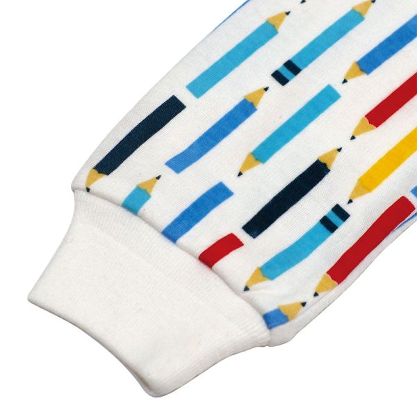 純棉排扣式長袖連身衣-彩色鉛筆 秋冬寶寶衣,寶寶保暖衣,嬰兒長袖連身衣,有機棉寶寶衣,新生兒厚棉服,嬰兒外出服,秋冬嬰兒服飾,台灣製嬰兒衣,保暖和尚服