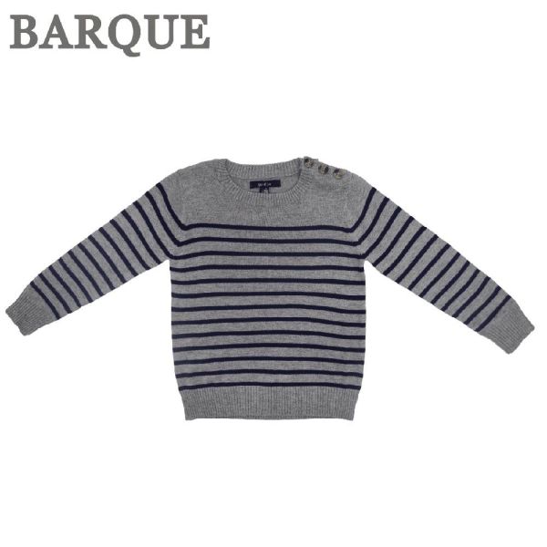 Breton Stripe Sweater - Gray&Blue BARQUE,針織衫,嬰兒針織,幼兒針織,針織衣,毛衣,保暖上衣