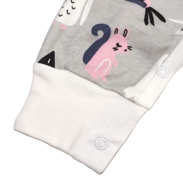 純棉排扣式長袖連身衣-愛心貓頭鷹 秋冬寶寶衣,寶寶保暖衣,嬰兒長袖連身衣,有機棉寶寶衣,新生兒厚棉服,嬰兒外出服,秋冬嬰兒服飾,台灣製嬰兒衣,保暖和尚服