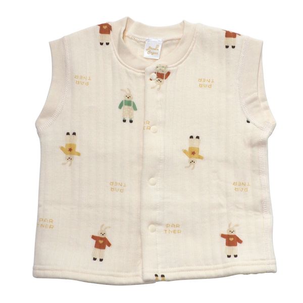 有機棉鋪棉背心-兔兔先生 秋冬寶寶衣,寶寶保暖衣,嬰兒長袖連身衣,有機棉寶寶衣,新生兒厚棉服,嬰兒外出服,秋冬嬰兒服飾,台灣製嬰兒衣,保暖和尚服