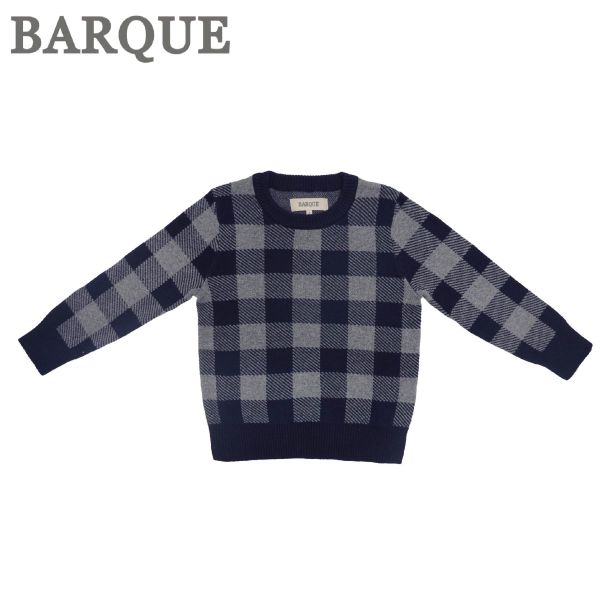 Buffalo Check Sweater - Gray BARQUE,針織衫,嬰兒針織,幼兒針織,針織衣,毛衣,保暖上衣