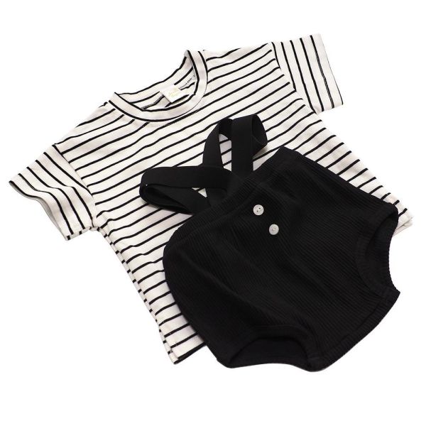 純棉吊帶褲T恤套裝 純棉吊帶褲T恤套裝,寶寶套裝,嬰兒服飾,純棉童裝,純棉吊帶褲,條紋T恤,環保印染,男寶寶衣服,寶寶純棉服飾