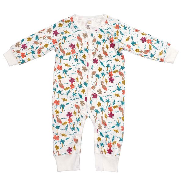 純棉排扣式長袖連身衣-繽紛花園 秋冬寶寶衣,寶寶保暖衣,嬰兒長袖連身衣,有機棉寶寶衣,新生兒厚棉服,嬰兒外出服,秋冬嬰兒服飾,台灣製嬰兒衣,保暖和尚服