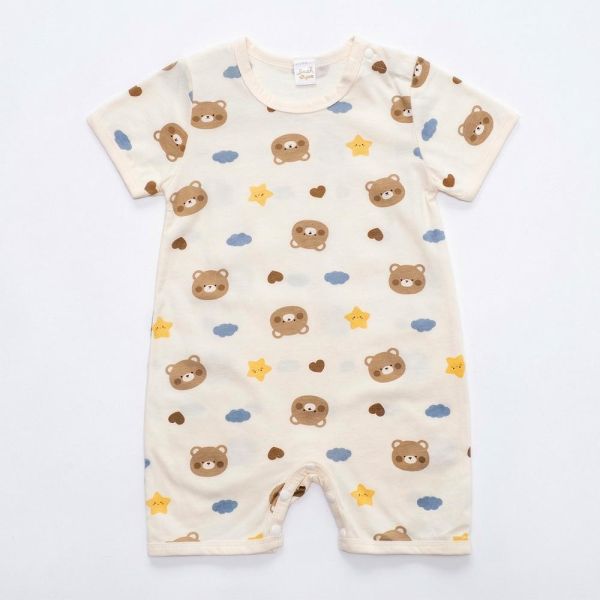 有機棉短袖連身衣-愛心熊熊 有機棉短袖連身衣,愛心熊熊,100%有機棉,台灣製童裝,環保印染,嬰兒親膚衣物,包屁衣,寶寶夏日服飾