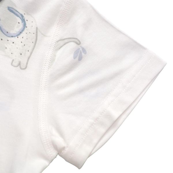 竹纖維短袖連身衣-噴水大象 竹纖維連身衣,嬰兒短袖包屁衣,台灣製童裝,竹纖維童裝,親膚包屁衣,嬰兒夏季服飾,排汗連身衣,環保印染童裝