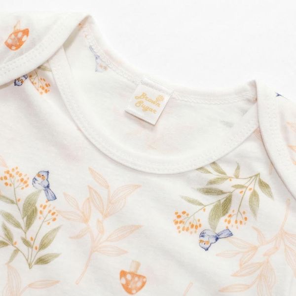 薄棉短袖包屁衣-蘑菇青鳥 包屁衣,純棉包屁衣,蘑菇青鳥包屁衣,台灣製童裝,環保印染,嬰兒棉質衣物,透氣嬰兒服