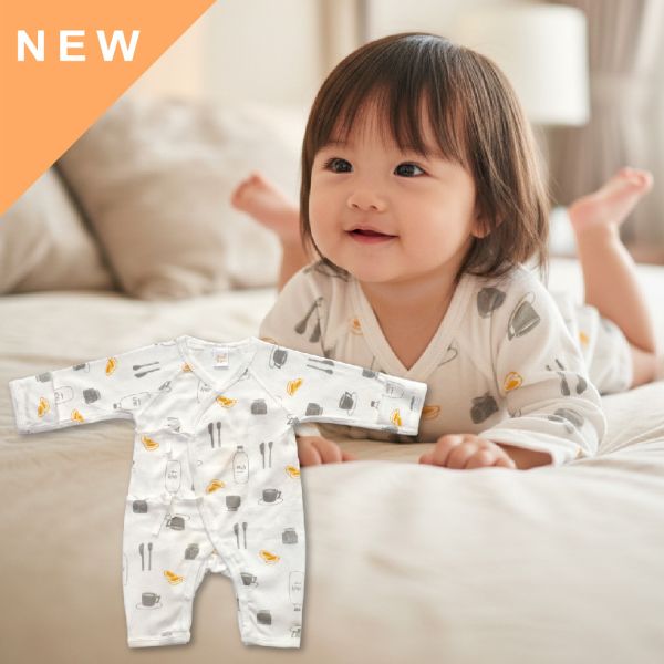 新生兒有機棉和尚服-牛奶瓶 有機棉,台灣製,新生兒,和尚服,紗布衣,肚衣,親生兒服飾,0-6個月,純棉,透氣寶寶衣