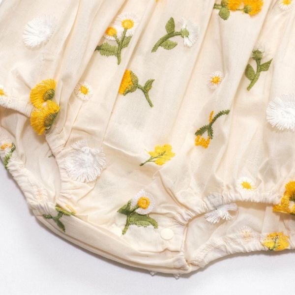 純棉包屁衣-刺繡花朵 刺繡包屁衣,花朵包屁衣,女寶寶包屁衣,台灣製童裝,純棉包屁衣,環保印染,嬰兒公主服