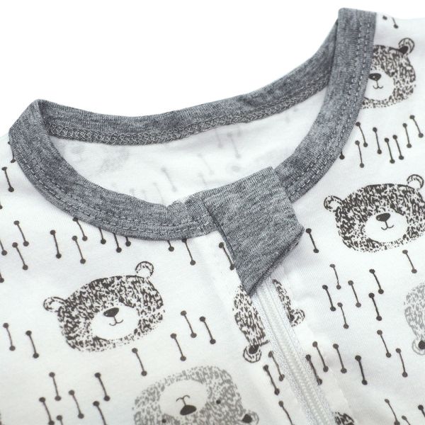 有機棉雙拉鍊長袖連身衣-大頭熊 秋冬寶寶衣,寶寶保暖衣,嬰兒長袖連身衣,有機棉寶寶衣,新生兒厚棉服,嬰兒外出服,秋冬嬰兒服飾,台灣製嬰兒衣,保暖和尚服