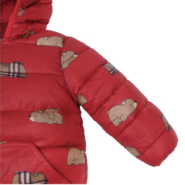 嬰兒羽絨外套-格紋泰迪熊 嬰幼兒羽絨連身衣,嬰幼兒羽絨外套,羽絨外套,保暖外套,連身外套