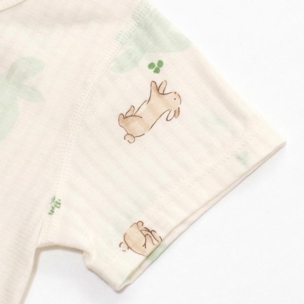 薄棉短袖連身衣-花園兔兔 薄棉短袖連身衣,花園兔兔,100%純棉,台灣製童裝,環保印染,嬰兒涼感衣,包屁衣,寶寶夏日穿搭